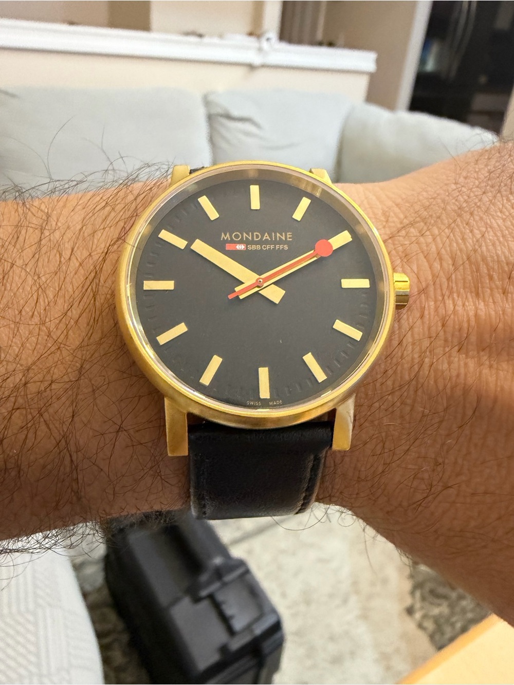 Mondaine SBB Evo2 Gold 40mm Black Dial Swiss Quartz Men’s Watch MSE.40